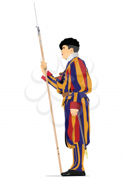 Swiss Guard of Vatican City. 3d vector illustration