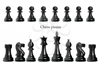 Chess pieces. 3d vector color illustration