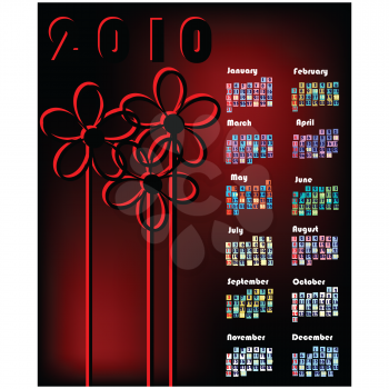 Royalty Free Clipart Image of a Calendar With Three Tall Flowers