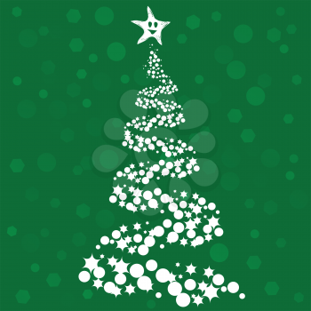 Royalty Free Clipart Image of a Christmas Tree on a Green Background