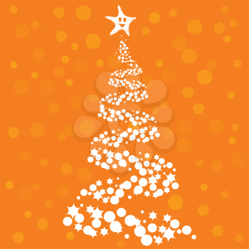 Royalty Free Clipart Image of a Christmas Tree on an Orange Background