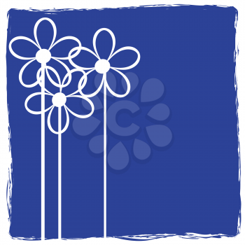 Royalty Free Clipart Image of a Blue Background With White Flowers on the Left