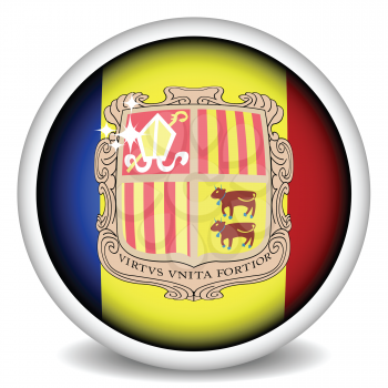 Royalty Free Clipart Image of an Andorra Sphere Flag Button