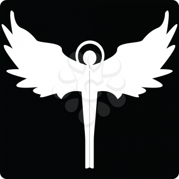 Royalty Free Clipart Image of a White Angel on a Black Background