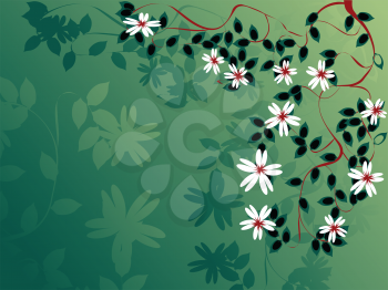 Royalty Free Clipart Image of Flower in the Corner of a Floral Background