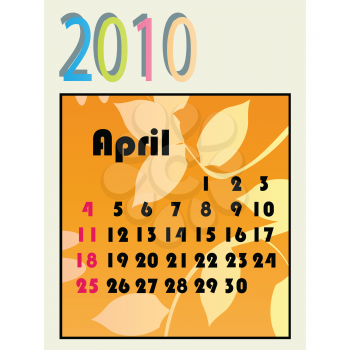 Royalty Free Clipart Image of an April Calendar