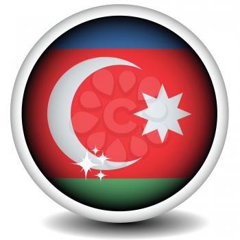 Royalty Free Clipart Image of an Azerbaijan Flag Button