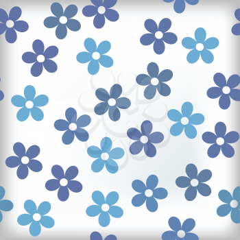 Royalty Free Clipart Image of a Blue Floral Tile