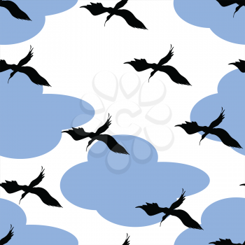 Royalty Free Clipart Image of Birds and Clouds