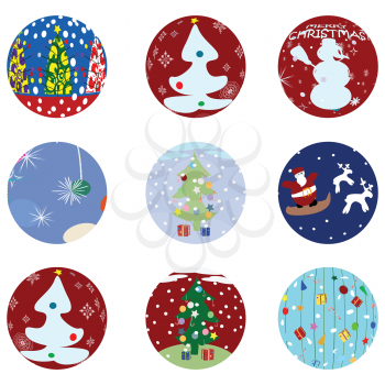 Royalty Free Clipart Image of Christmas and New Year's Buttons
