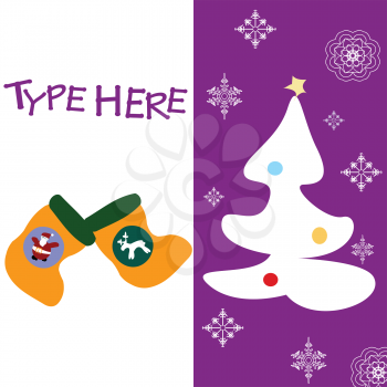 Royalty Free Clipart Image of a Christmas Card With a Violet Side