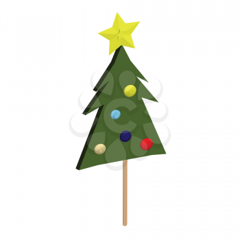 Royalty Free Clipart Image of a Christmas Tree Candy on a Stick