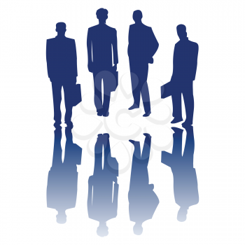 Royalty Free Clipart Image of Blue Silhouetted Business People