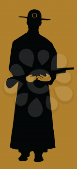 Royalty Free Clipart Image of a Cowboy Silhouette
