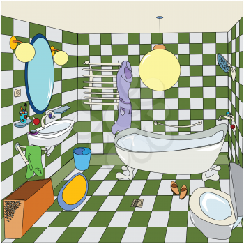 Royalty Free Clipart Image of a Cozy Little Bathroom
