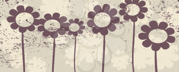 Royalty Free Clipart Image of Deco Flowers in a Row
