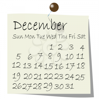 Royalty Free Clipart Image of a December Calendar Page