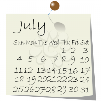 Royalty Free Clipart Image of a July Calendar
