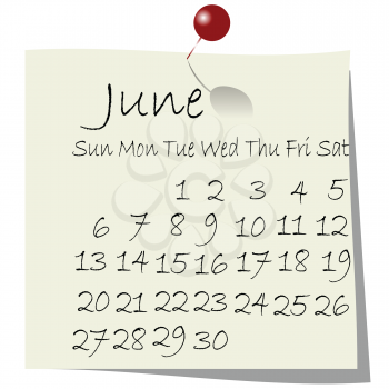 Royalty Free Clipart Image of a Calendar for Juen