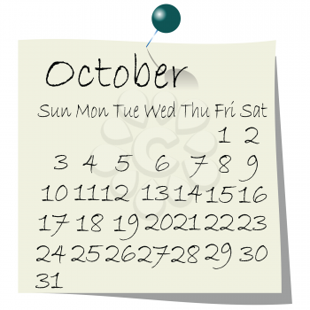 Royalty Free Clipart Image of an October Calendar
