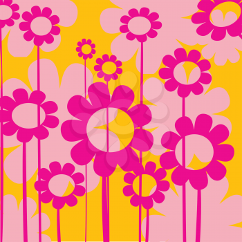 Royalty Free Clipart Image of a Vivid Pink and Yellow Flower Background