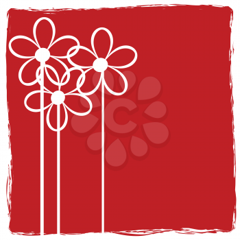 Royalty Free Clipart Image of a Flowers on a Red Background