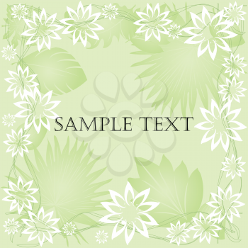 Royalty Free Clipart Image of a Floral Green Frame