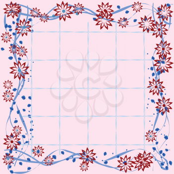 Royalty Free Clipart Image of a Floral Frame on a Tile