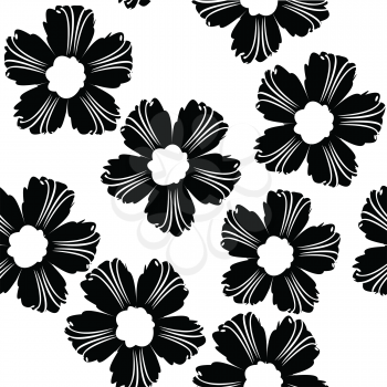 Royalty Free Clipart Image of Big Black and White Flowers