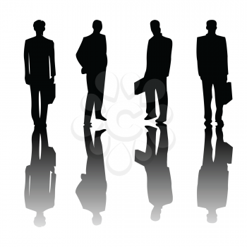 Royalty Free Clipart Image of Four Business Men in Silhouette