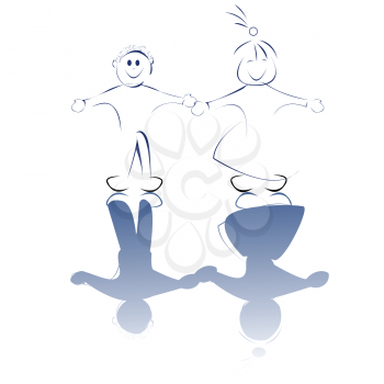 Royalty Free Clipart Image of a Boy and Girl Holding Hands