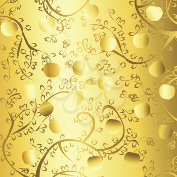 Royalty Free Clipart Image of a Golden Apple Background