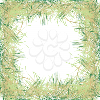 Royalty Free Clipart Image of a Green Grass Frame on a White Background