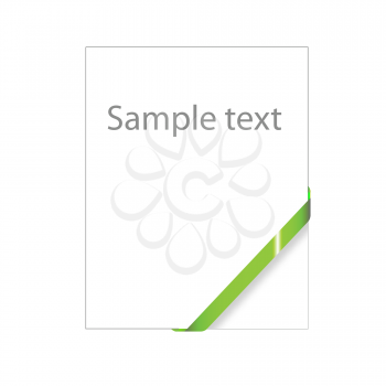 Royalty Free Clipart Image of a Blank Page With a Green Ribbon in the Corner