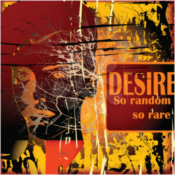 Royalty Free Clipart Image of a Grunge Background Poster for Desire