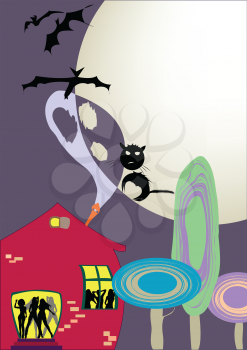 Royalty Free Clipart Image of a Halloween Party
