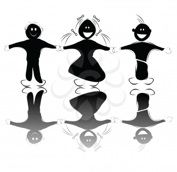 Royalty Free Clipart Iamge of Three Child Silhouettes