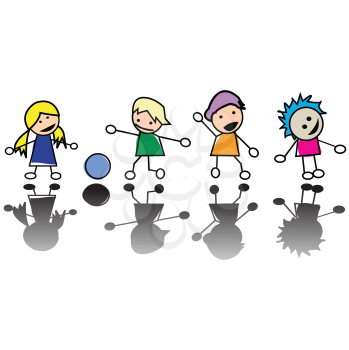 Royalty Free Clipart Image of Happy Little Children at Play With a Ball