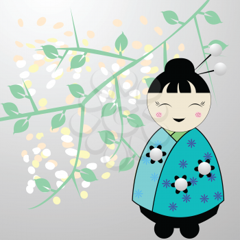 Royalty Free Clipart Image of a Japanese Girl