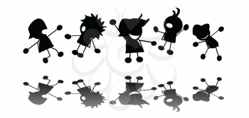 Royalty Free Clipart Image of Happy Silhouetted Children