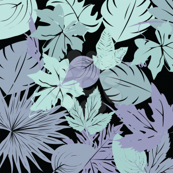 Royalty Free Clipart Image of Leaves on a Black Background