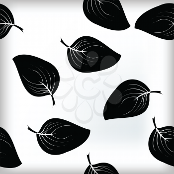 Royalty Free Clipart Image of a Black and White Leaf pattern