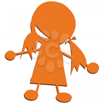 Royalty Free Clipart Image of a Little Orange Silhouetted Girl