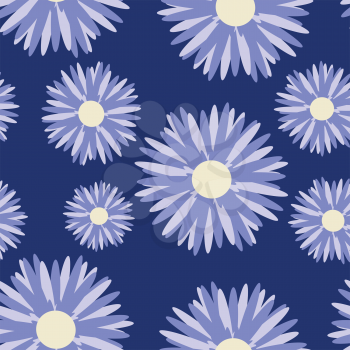 Royalty Free Clipart Image of Daisy Flowers on a Blue Background