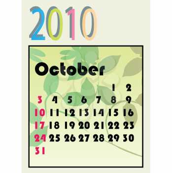 Royalty Free Clipart Image of an October Calendar
