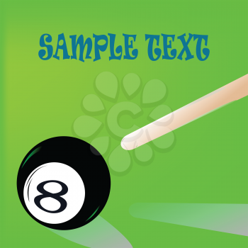 Royalty Free Clipart Image of an Eight Ball and Cue Stick