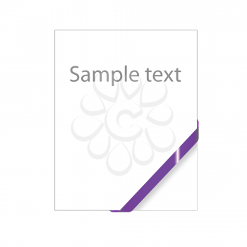 Royalty Free Clipart Image of a Blank Page With a Purple Ribbon