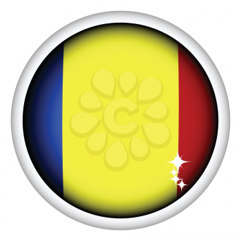 Royalty Free Clipart Image of a Romanian Flag Button