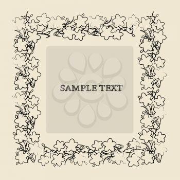 Royalty Free Clipart Image of a Text Card With Flowers Around the Edge