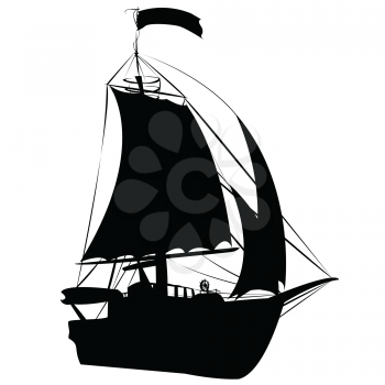 Royalty Free Clipart Image of a Small Sailing Ship